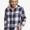Roxy Button-down Blouse - Mood Indigo Plaid Party