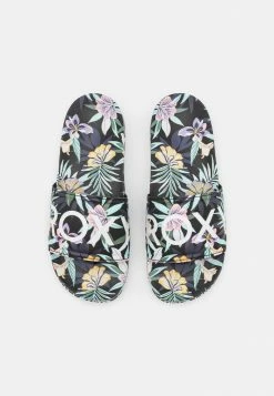Roxy SLIPPY PRINTED - Mules - Black/deep Purple -Roxy Shop 31fba0077103448b883e85df1d3583c3