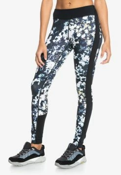 Roxy BIG GEL PANTS - Leggings - True Black Black Flowers -Roxy Shop 5538f894ba3949a488b1c58103614f0e