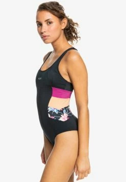 Roxy ACTIVE - Swimsuit - Anthracite Floral Flow -Roxy Shop 838d34ce9b194dc69be6d73be93fbba9