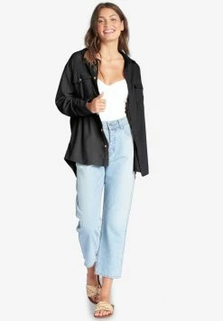 Roxy LET IT GO - Short Coat - Black -Roxy Shop 84014076f8f94a54b236dc0bbb18c2c3