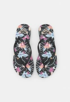 Roxy BERMUDA PRINT - T-bar Sandals - Black -Roxy Shop 883b3ed9902d4fcc95b311913297ad96