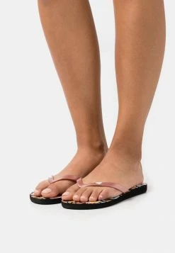 Roxy TAHITI VII - Pool Shoes - Black/withe/pink