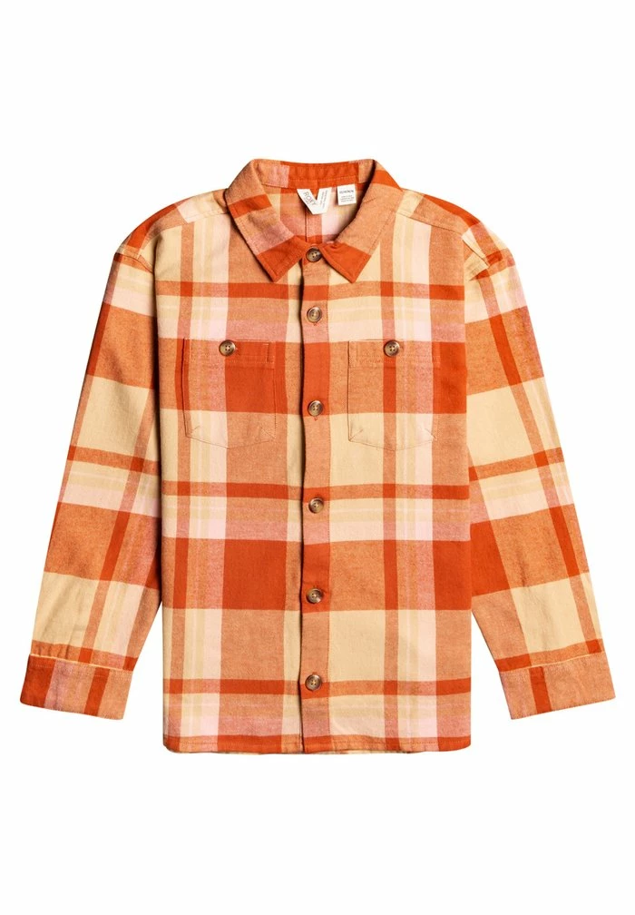 Roxy Button-down Blouse - Beige Checkin In Rg 3 Roxy Button-down Blouse - Beige Checkin In Rg