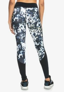 Roxy BIG GEL PANTS - Leggings - True Black Black Flowers -Roxy Shop b85f866f24cc40929d92a7fc95053a59
