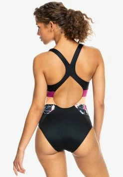 Roxy ACTIVE - Swimsuit - Anthracite Floral Flow -Roxy Shop ca2ba3c7ac8a4bdfa7bb74a7ee6b8370