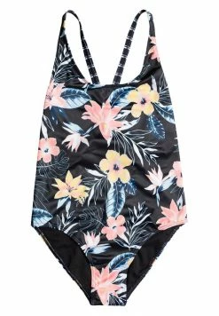 Roxy FLOWERS ADDICT - Swimsuit - Anthracite S Rg Tropical Breez