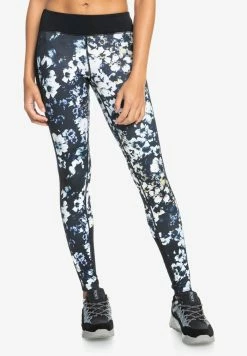 Roxy BIG GEL PANTS - Leggings - True Black Black Flowers