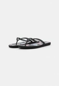 Roxy BERMUDA PRINT - T-bar Sandals - Black -Roxy Shop f6c15a44e2524f0d99a3a0cdc8cac8fd
